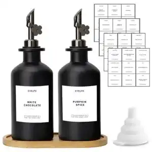 Essig-Öl-Spender Set von Sunal in Schwarz, 2er Pack mit 350 ml Flaschen
