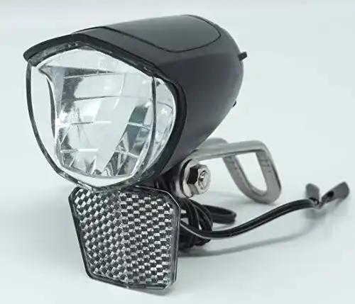 Fahrradlampe mit Nabendynamo und 75 Lux LED Scheinwerfer