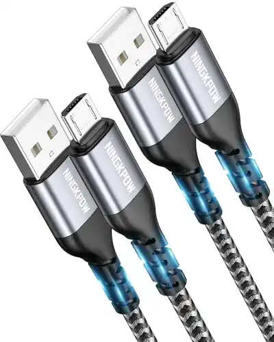 Micro-USB-Kabel Ningkpow, 2 Stück 2 Meter Nylon Ladekabel