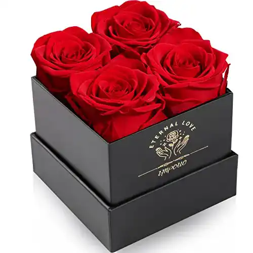 Rosenbox Impouo mit 4 konservierten ewigen Rosen
