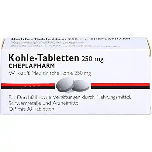 Durchfalltabletten mit Aktivkohle 30 Stück KOHLE Tabletten