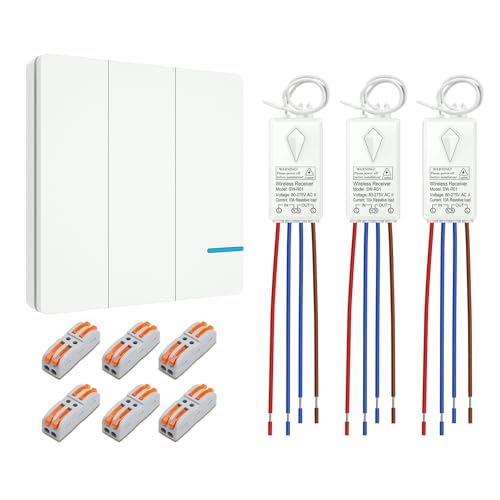 Thinkbee 230V Funk Lichtschalter Set für kabellose Steuerung von Licht