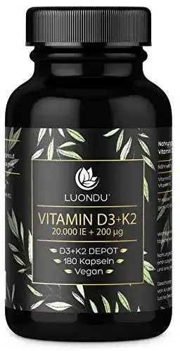 Vitamin D3 20000 I.E. und K2 200 µg Luondu Kapseln