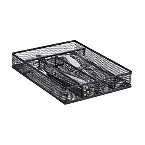 Besteckeinsatz Relaxdays Besteckkasten Metallgeflecht, offen