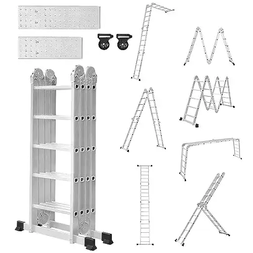 Mehrzweckleiter LZQ 4×5 550 cm Aluminium 6 in 1 Klappleiter