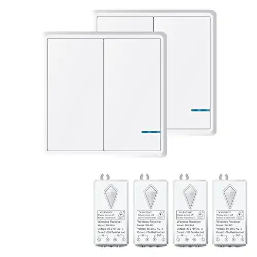 Nineleaf Drahtloser Lichtschalter und Empfänger Kit für Innen und Außen