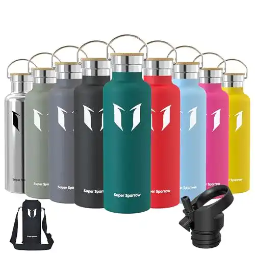 Isolierflasche Edelstahl von Super Sparrow für heiße und kalte Getränke