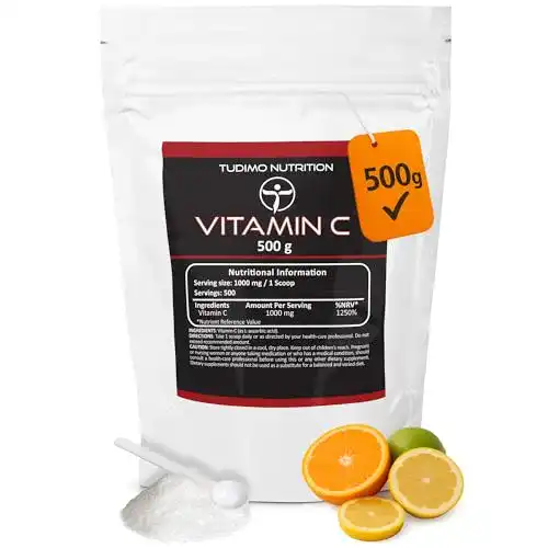 Vitamin C Pulver TUDIMO 500g, Vegan 1000mg hochdosiert