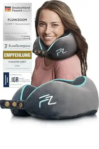 Aufblasbares Nackenkissen Flowzoom Comfy für Reisen