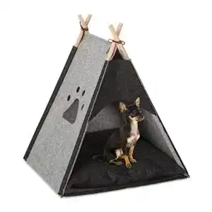 Hundezelt Relaxdays für kleine Hunde und Katzen aus Filz und Holz