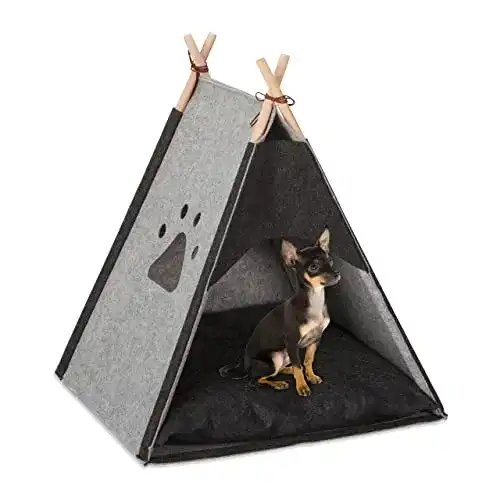 Hundezelt Relaxdays für kleine Hunde und Katzen aus Filz und Holz