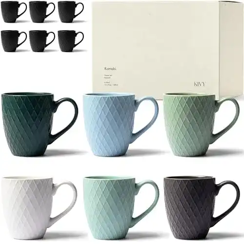Kaffeetassen Set Kivy 6 Stück 400ml – Große Keramiktassen für Kaffee und Tee