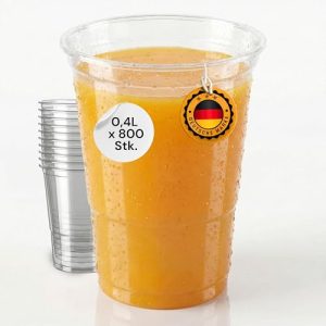 Einwegbecher LogiPack GeRo Trinkbecher mit Eichstrich 0,4l