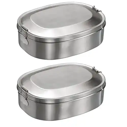 Brotdose aus Metall 2x Mato Vesperbox 18,5×14,2 cm aus Edelstahl