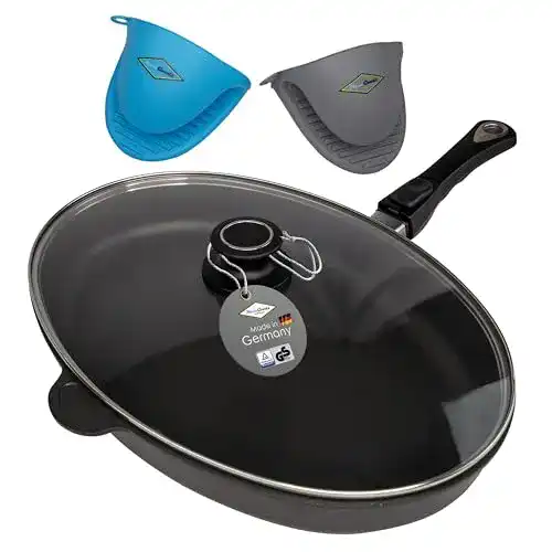 Fischpfanne MaxxGoods 41x27cm Aluguss mit Glasdeckel