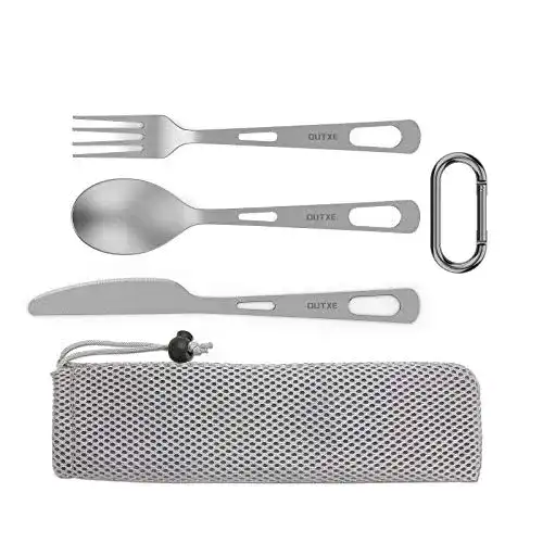 Titan-Besteck OUTXE Titanium Camping Utensilien Set mit 3 Teilen