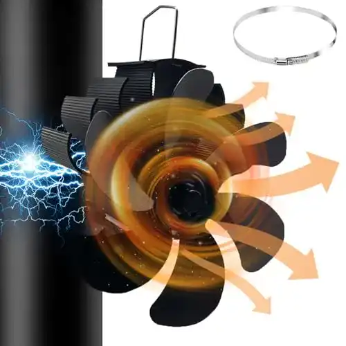 Ofenrohrventilator mit Magnet 6-Blatt Bythavny für Kamin