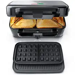 Arendo 3-in-1 Sandwichmaker und Waffeleisen mit austauschbaren Platten