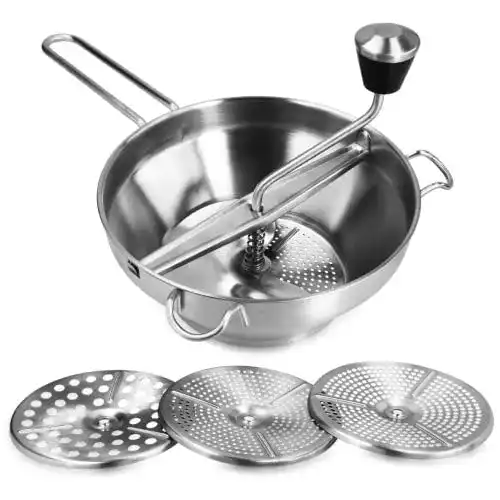 Navaris Passiermühle aus Edelstahl mit 3 Siebeinsätzen