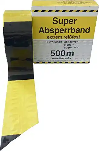 Absperrband gelb-schwarz – Warn- und Absperrband 80mm x 500m