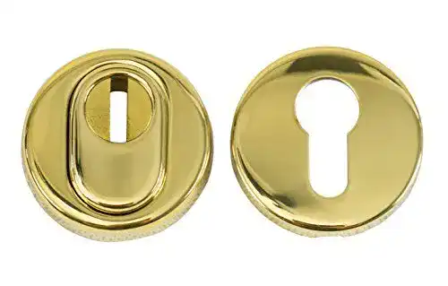 Schutzrosette Gussmeister aus Edelstahl mit glänzender Messing-Oberfläche