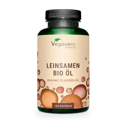 Leinöl-Kapseln Vegavero Bio mit Omega 3, 6 und 9