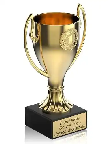 Zelaro Henkelpokal in Gold mit Gravur Trophäe in 5 Größen