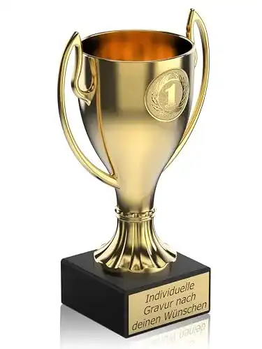 Zelaro Henkelpokal in Gold mit Gravur Trophäe in 5 Größen
