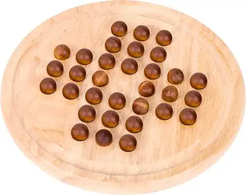 Solitär-Brettspiel Goki HS052 mit 32 Holzkugeln