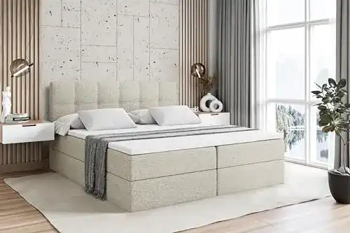 Bett 180×200 Altdecor Boxspringbett mit Matratze und Lattenrost