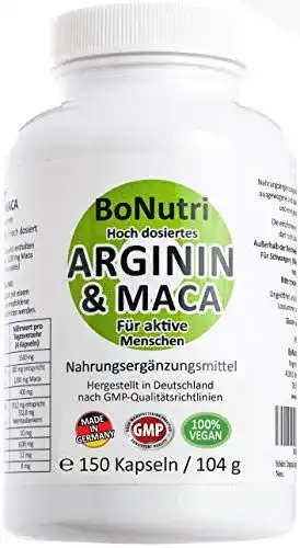 L-Arginin BoNutri Maca 3600 mg und Arginin 3000 mg, 150 Kapseln