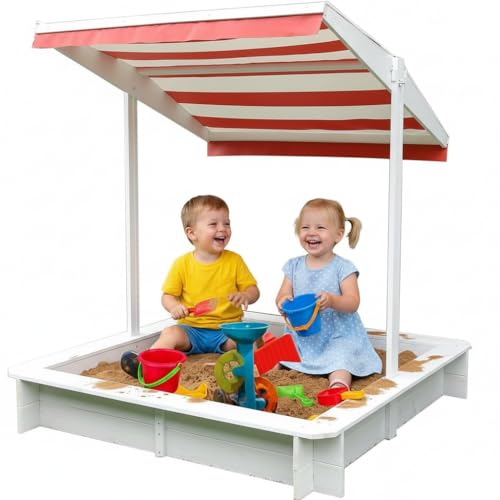 Sandkasten Melko mit Sonnenschutz 120×120 cm für Kinder