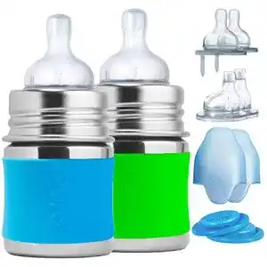 Pura Trinkflasche Babyflasche aus Edelstahl mit Silikondüsen