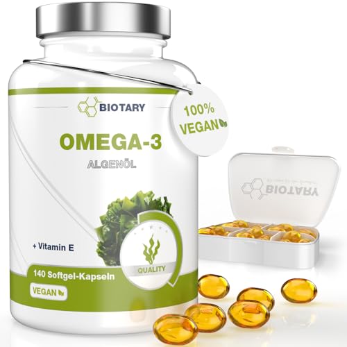 Algenöl-Kapseln Omega 3 Vegan von BIOTARY mit 140 Softgel Kapseln
