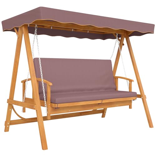 Hollywoodschaukel aus Holz mit Liegefunktion für Garten und Terrasse