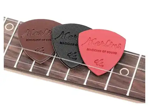 Plektrum Merlins Leder-Set mit 3 Picks in verschiedenen Stärken