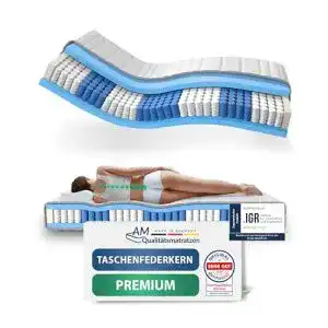 Matratze 90×200 cm mit 7-Zonen Taschenfederkern von AM Qualitätsmatratzen