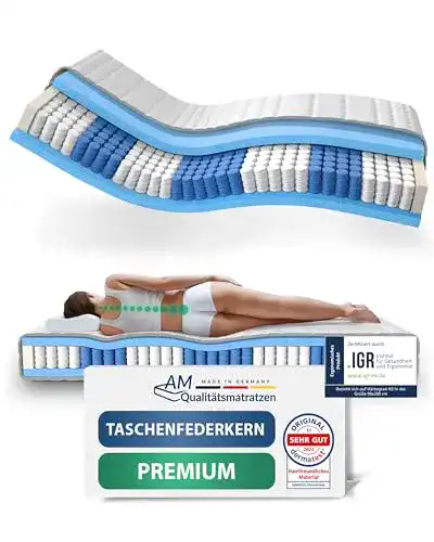 Matratze 90×200 cm mit 7-Zonen Taschenfederkern von AM Qualitätsmatratzen