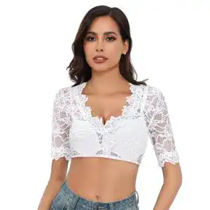 Dirndlbluse Parabler Damen Kurzarm aus Spitze für Dirndl