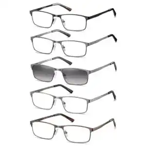 Lesebrille Eyecedar 5 Stück Herren Rechteck Rahmen Edelstahl