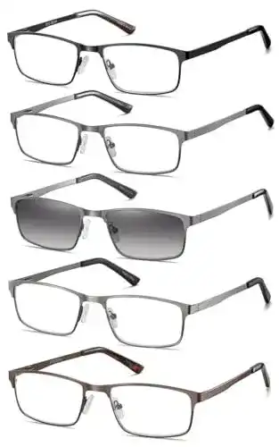 Lesebrille Eyecedar 5 Stück Herren Rechteck Rahmen Edelstahl