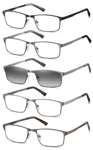 Lesebrille Eyecedar 5 Stück Herren Rechteck Rahmen Edelstahl