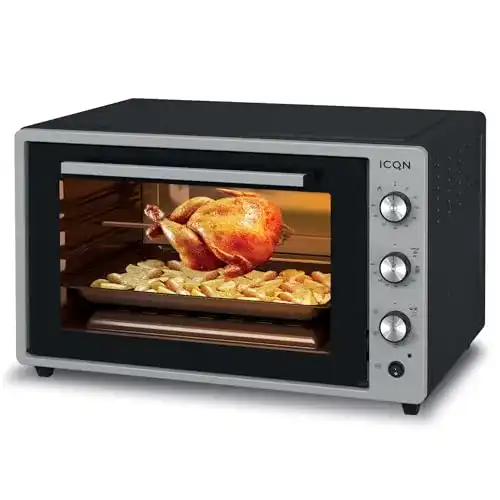 Pizzaofen ICQN Minibackofen 60 Liter mit Umluft und Drehspieß
