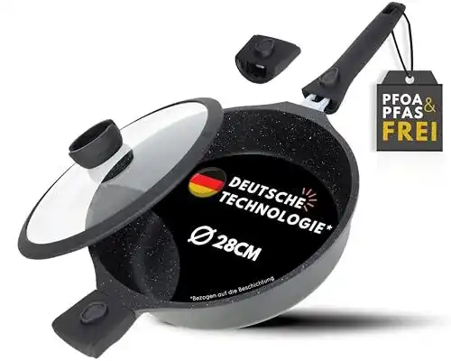 Servierpfanne DIVORY Schmorpfanne 28cm Induktion, mit Deckel