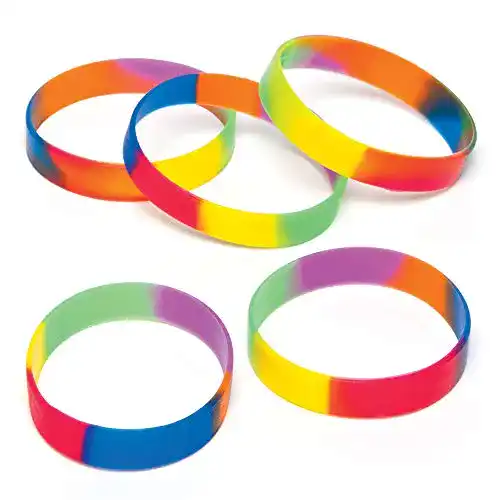 Silikonarmband Baker Ross AG758 Regenbogenfarbene Gummibänder 10 Stück