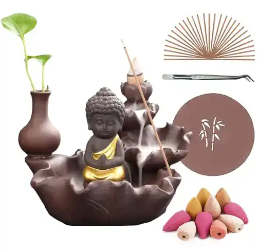 Räucherwasserfall Mfunke Räuchergefäß mit Buddha und Zubehör