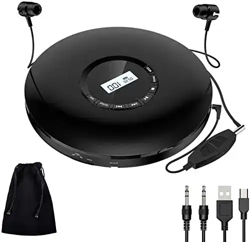 Gueray Tragbarer CD Player mit 1400 mAh Akku