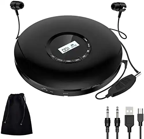 Gueray Tragbarer CD Player mit 1400 mAh Akku