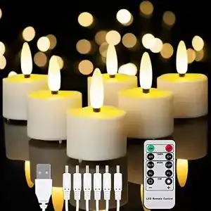 LED-Teelichter mit Timer von Homemory Wiederaufladbare Kerzen