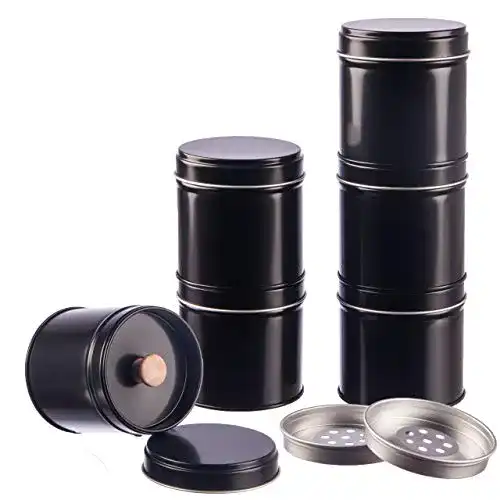 Gewürzdosen Rimoco 6er Pack schwarz stapelbar mit Aromadeckel